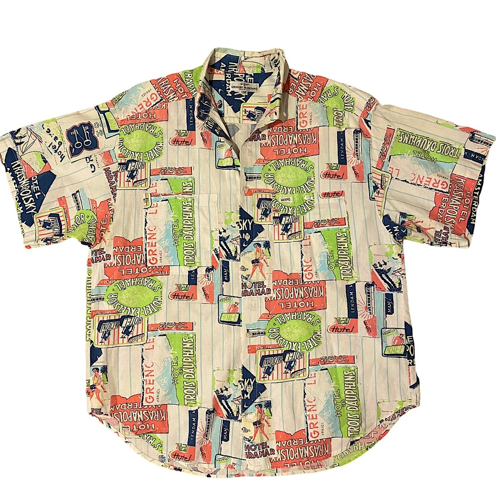 VINTAGE RARE 80s GUESS BY GEORGES MARCIANO SHORT SLEEVE BUTTON DOWN SHIRT  SZ M